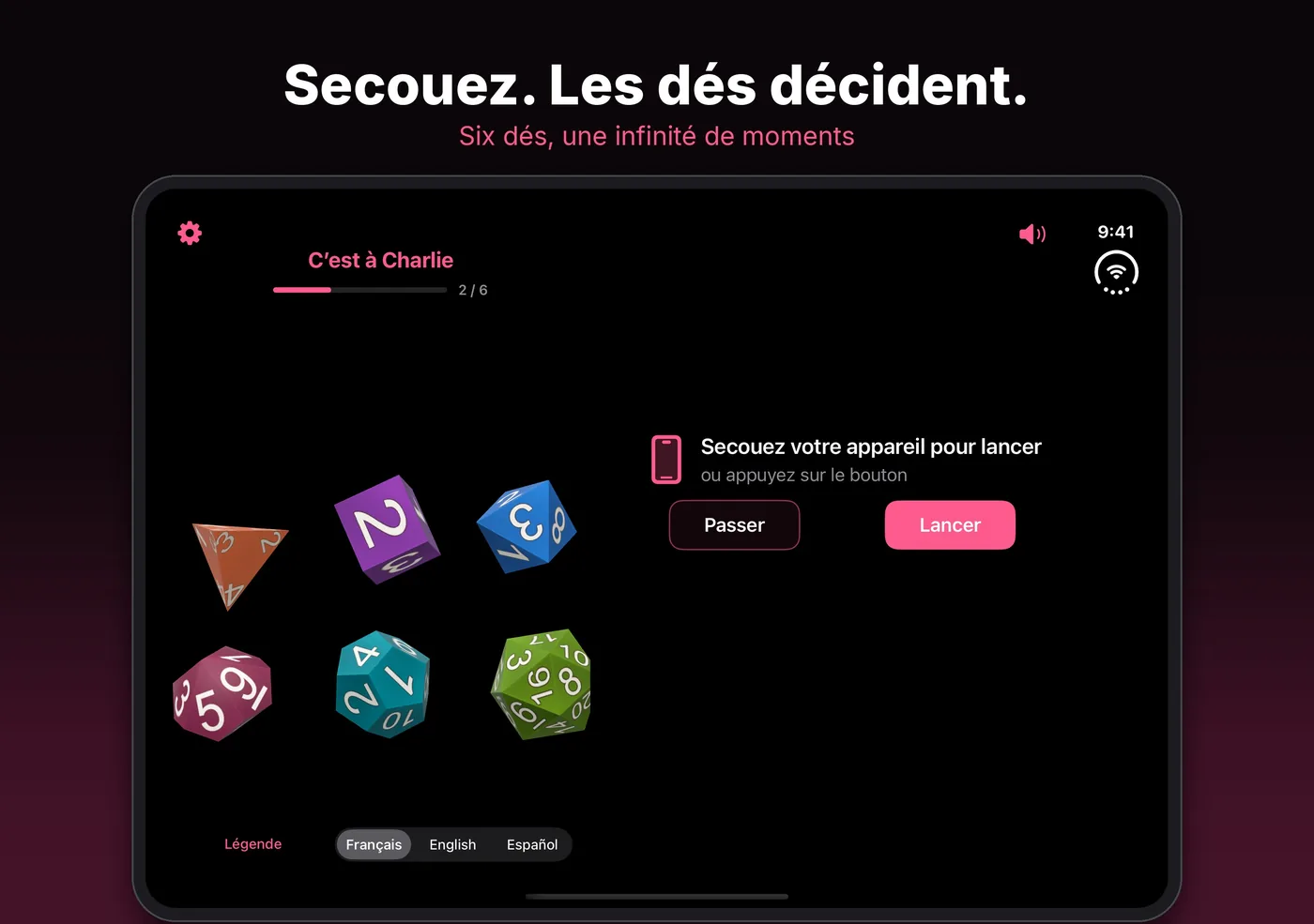 Secouez. Les dés décident.