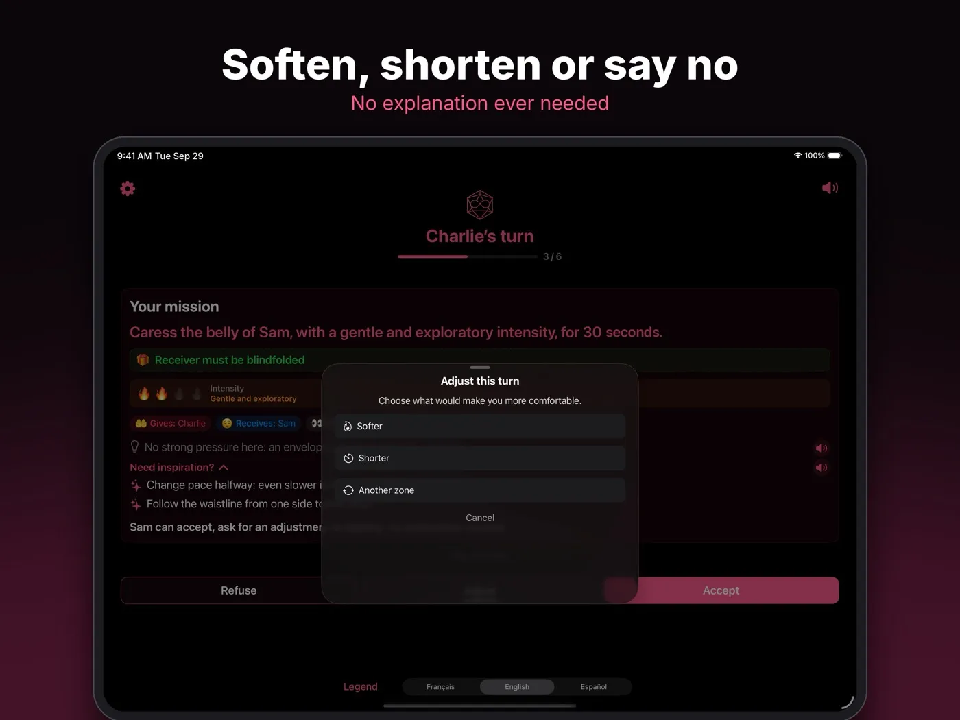Soften, shorten or say no
