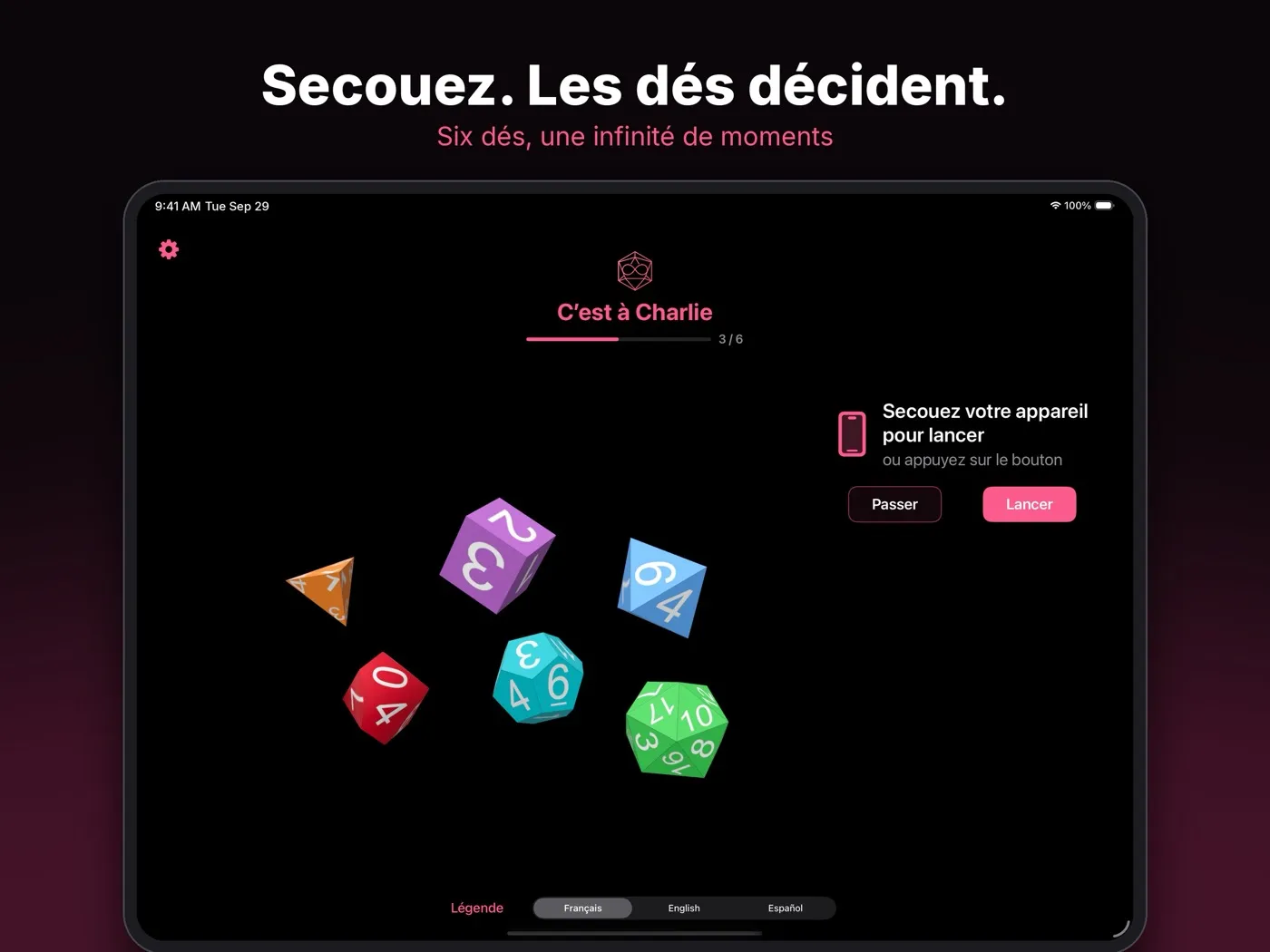 Secouez. Les dés décident.