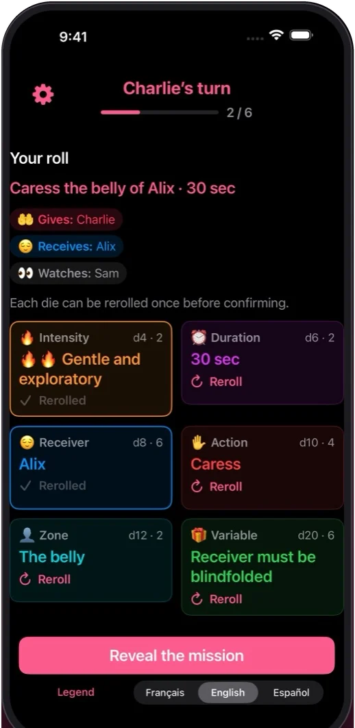 Each die can be rerolled