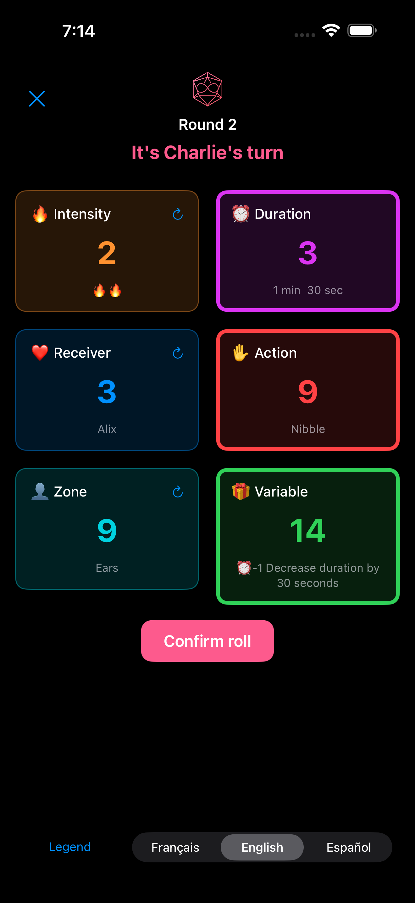 Reroll and Confirm Roll